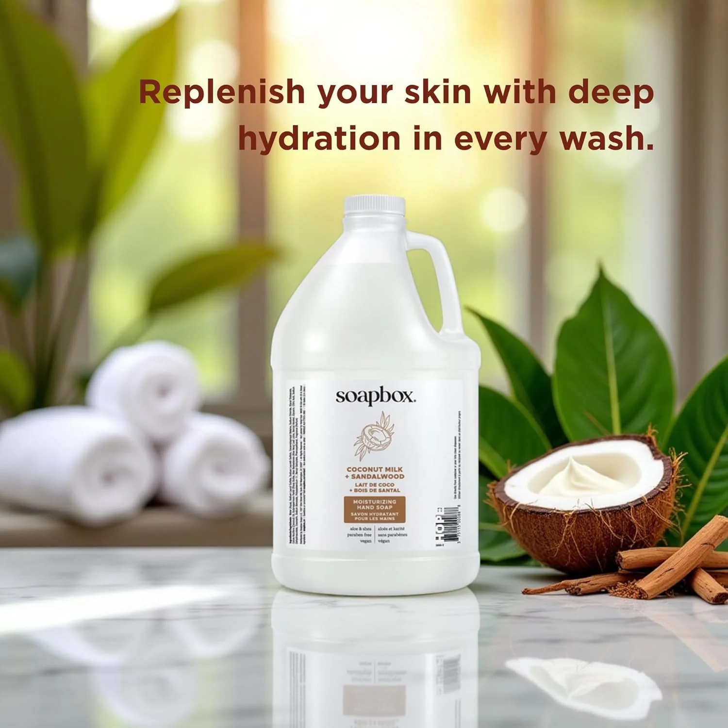Coconut Milk + Sandalwood Moisturizing Liquid Hand Soap Gallon Refill - Image 8