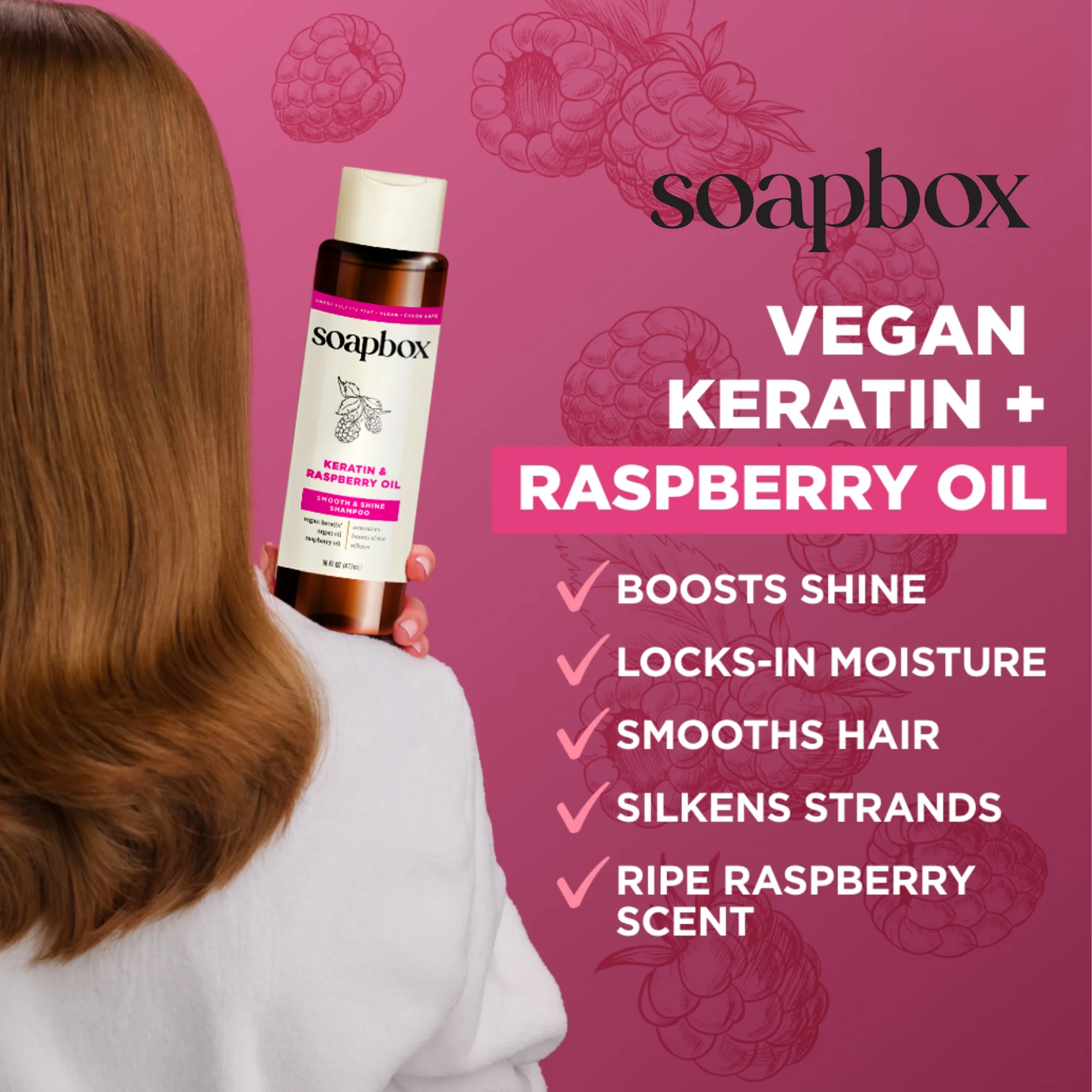 Keratin & Raspberry Seed Oil Smoothing Shampoo + Conditioner Set - Image 3