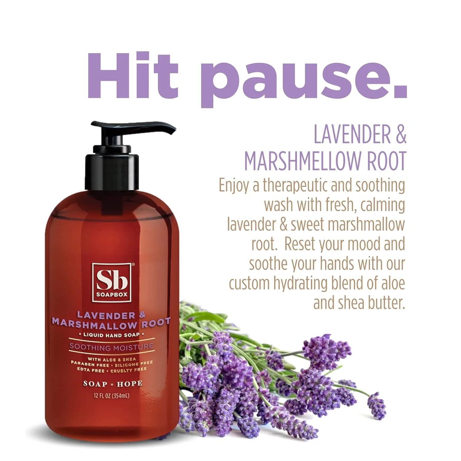 Lavender & Marshmallow Root Soothing Moisture Liquid Hand Soap 3-Pack - Image 3